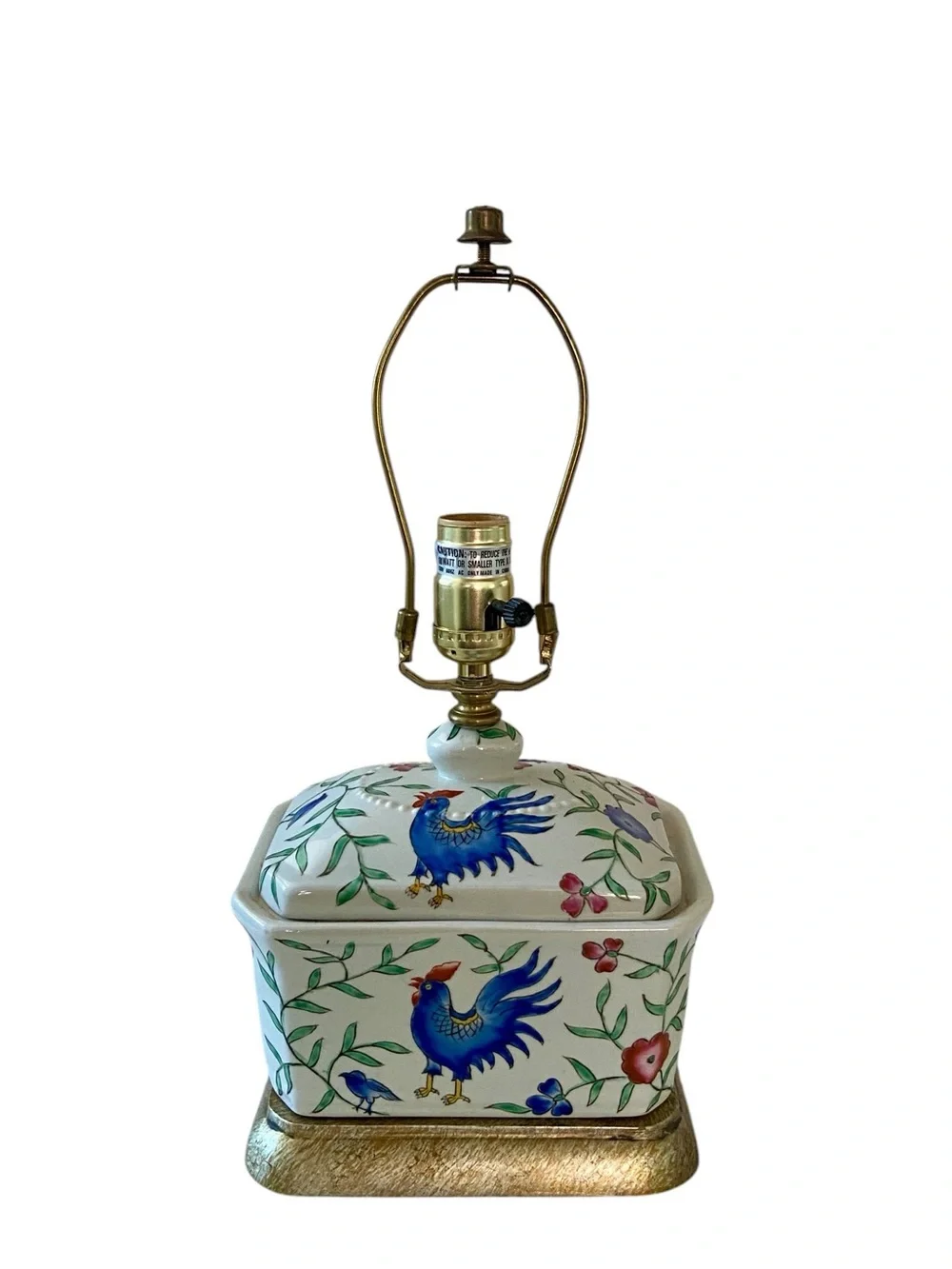 Vintage Chinoiserie Porcelain Box Table Lamp